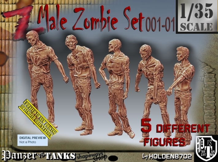 1/35 male zombie set001-01 3d printed