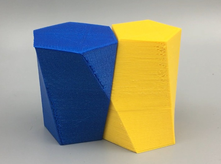 Pair of Packable Scutoids 3d printed Sample models 3D printed on an FDM/filament printer
