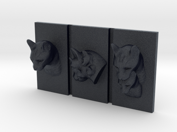 Cat Triptych-Faced Caricature (003) 3d printed