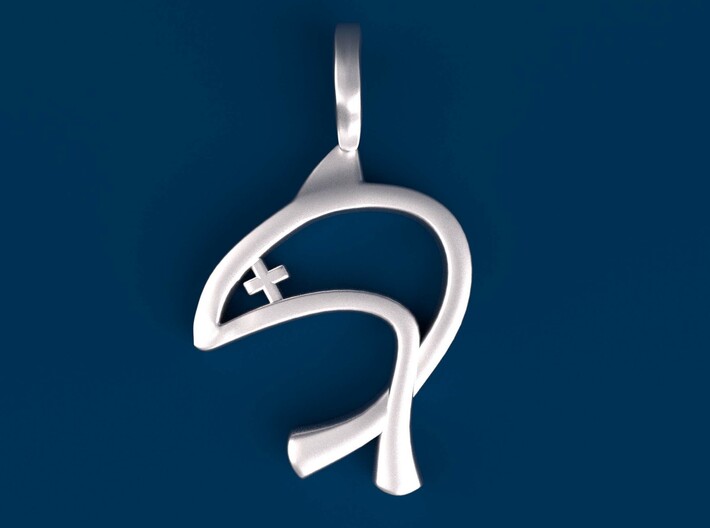 Fisherman's Ichthys Pendant - Christian Jewelry 3d printed Computer render of Fisherman's Ichthys Pendant in polished silver