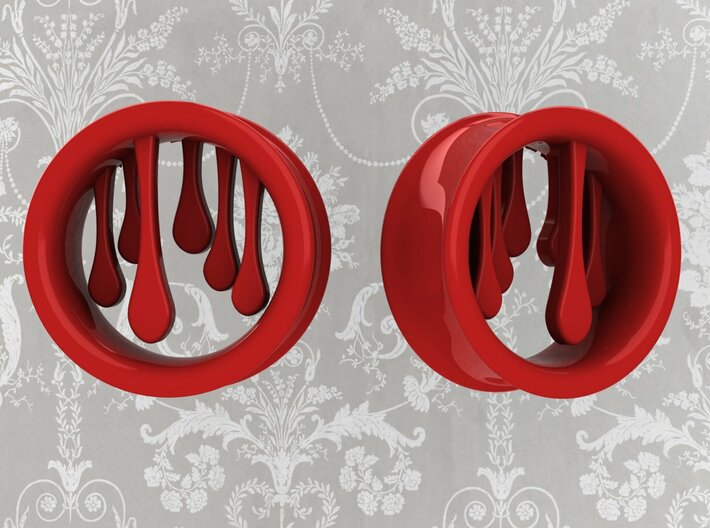 1 1/16 Inch Bleeding Tunnels 3d printed Order in Red plastic or enamel one of the metals for a high end look!
