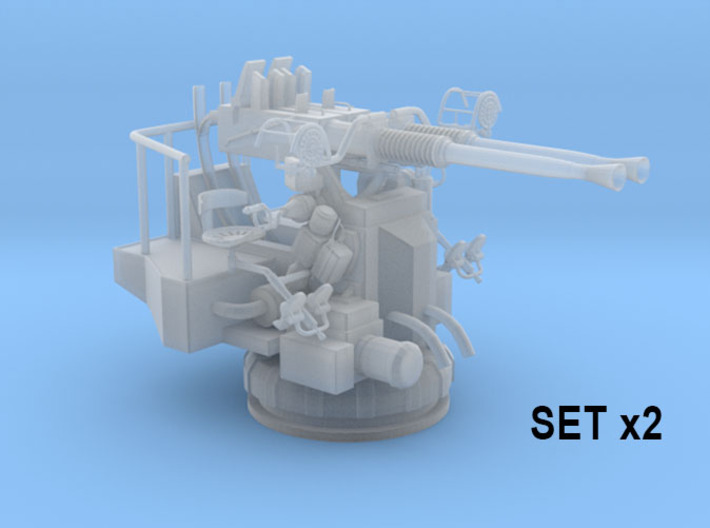 1/300 USN 40mm Bofors Twin Mount set x2 3d printed 
