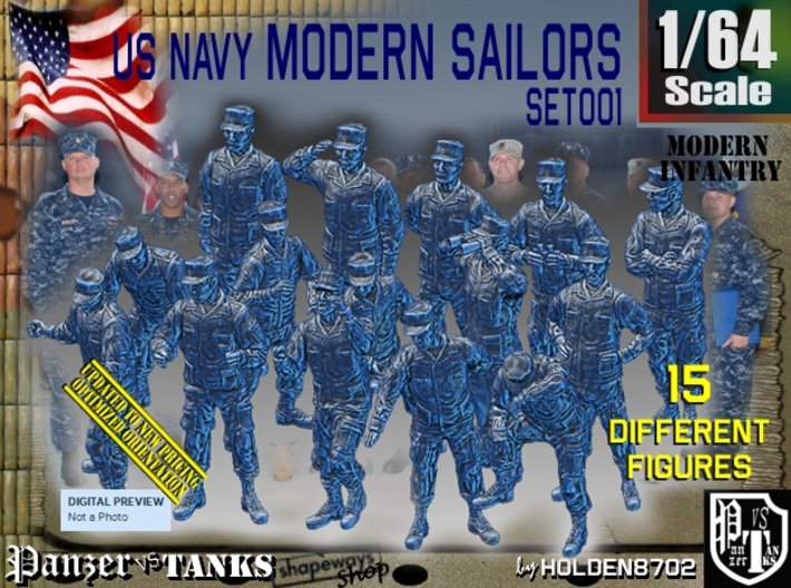 1/64 USN Modern Sailors Set001 3d printed