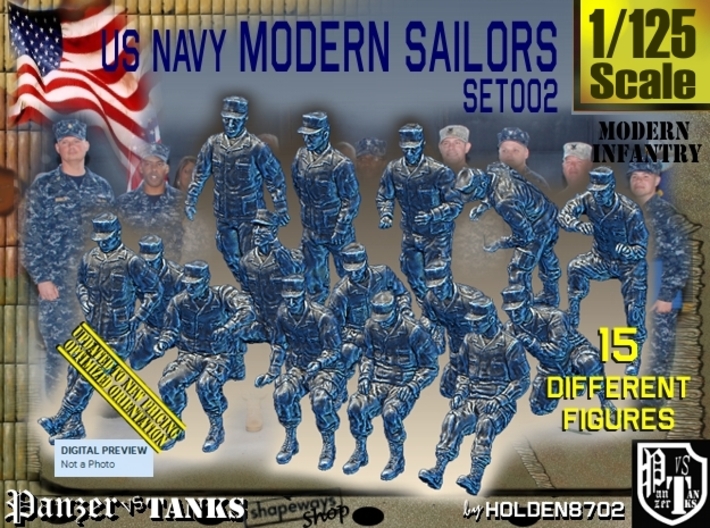 1/125 USN Modern Sailors Set002 3d printed