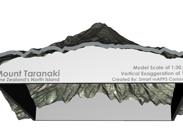 Mt Taranaki Map - 9" Contour 3d printed 