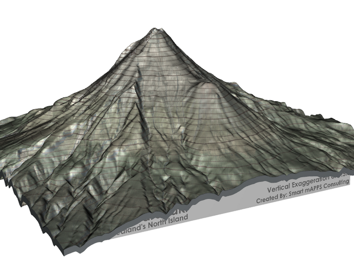 Mt Taranaki Map - 9&quot; Contour 3d printed