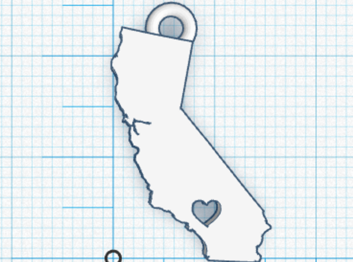 California Pendant with Heart 3d printed Units are cm