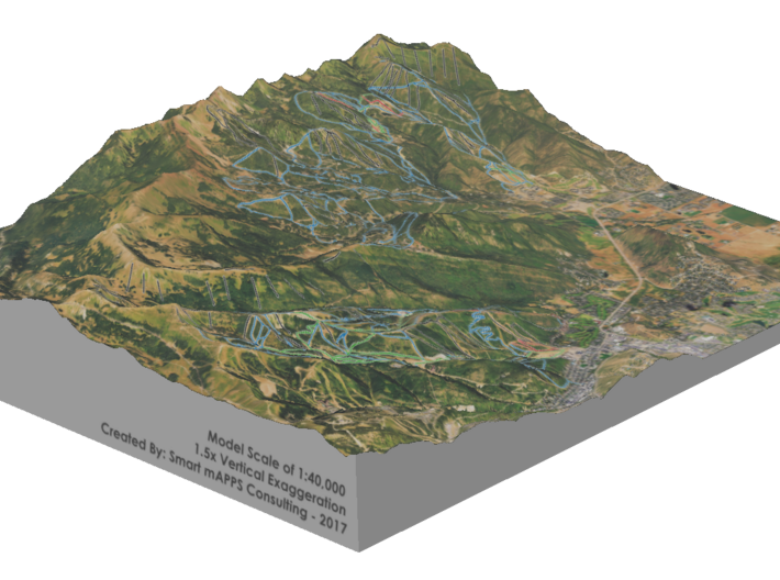 Park City Ski Map, Utah 3d printed