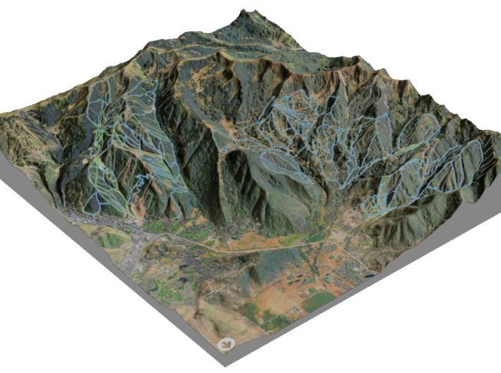 Park City Ski Map, Utah - Hillshade 3d printed