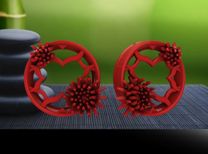 2 Inch Chrysanthemum Tunnels (LEFT) 3d printed Order &quot;Right&quot; for matching set.