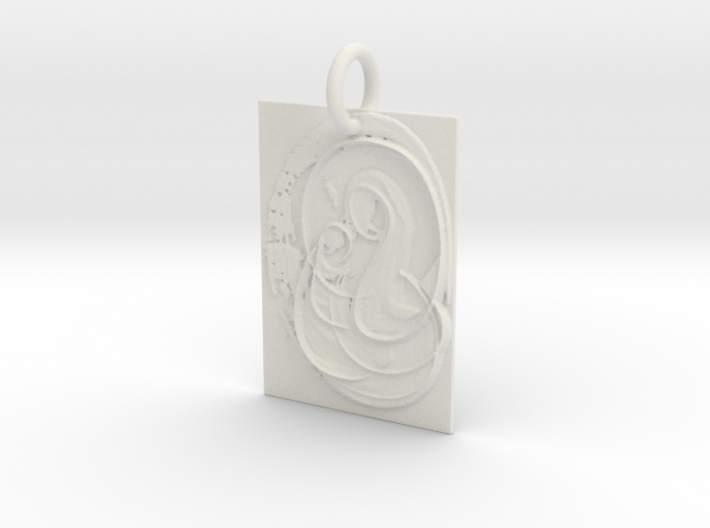 Mother Mary and Infant Christ Abstract Pendant 3d printed