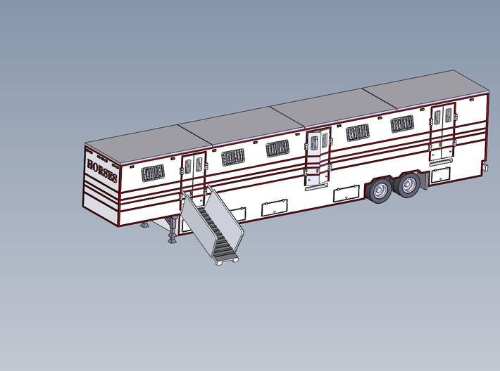 HO 1/87 Horsebox 59' Semi 03 3d printed Note, the axles are not part of the model.
