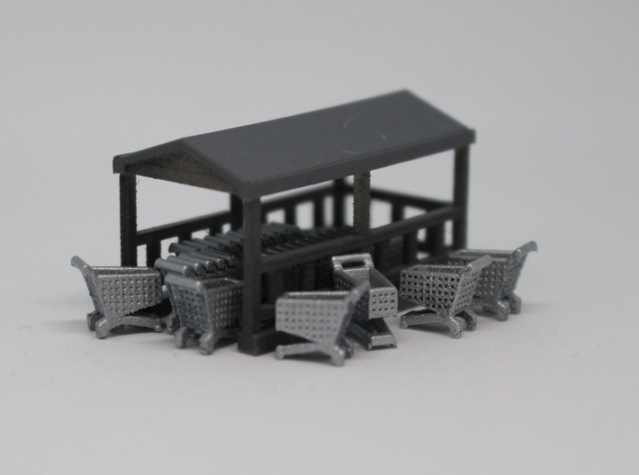 N Grocery Cart Corral 3d printed Painted corral, carts sold separately
