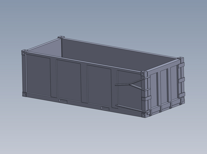 HO 1/87 EPIC Trash container 3-rib - forklift slot 3d printed CAD render.
