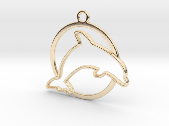 Dolphin &amp; circle intertwined Pendant 3d printed