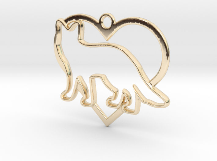 Fox &amp; heart intertwined Pendant 3d printed
