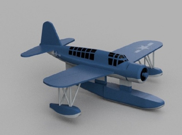 1/1800 USS Iowa 1943 3d printed Vought OS2U Kingfisher,Computer software render.The actual model is not full color.
