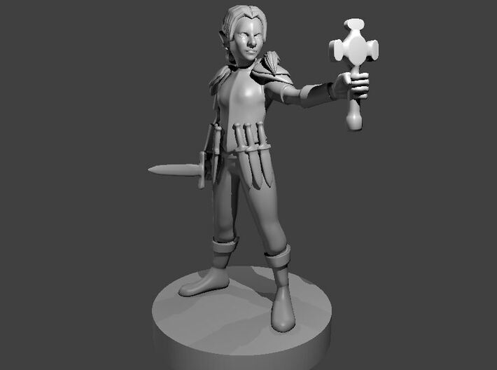 Gnome Female Cleric with Holy Symbol 3d printed