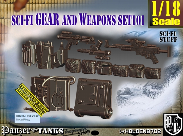 1/18 Sci-Fi Gear and weapons Set101 3d printed