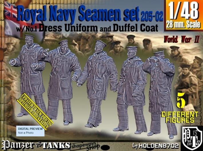 1/48 Royal Navy Seamen DC+No1 Set205-02 3d printed