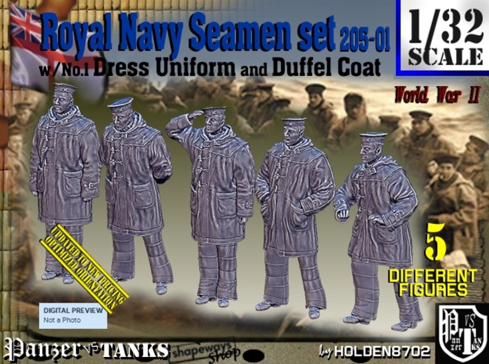 1/32 Royal Navy Seamen DC+No1 Set205-01 3d printed