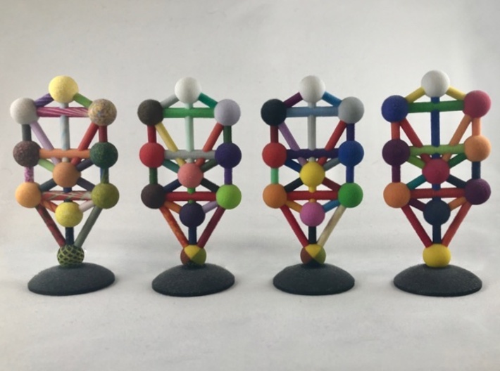 Tree Of Life 3d printed All four color scales, in the correct order from the Hebrew alphabet: right-left, the princess, prince, queen, and king color scales. 