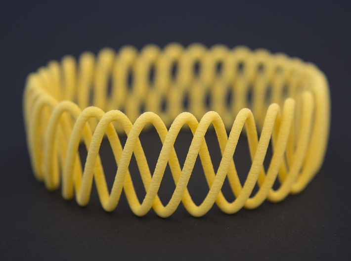 Spring Bracelet 3d printed in Yellow Strong and Flexible