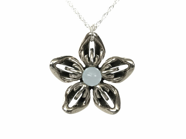 White Moonstone Transgender Flower Necklace 3d printed