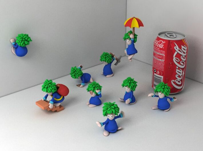 Lemming Digger (Large and in Color) 3d printed All lemmings together