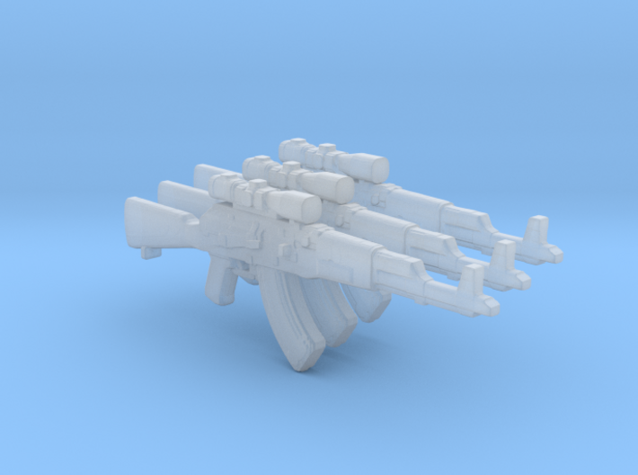 Scoped AK47 3 pieces /35mm scale 3d printed