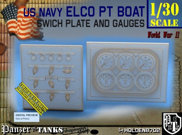 1/30 PT Boat Swich Plate and Gauges 3d printed