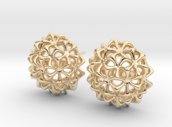 Virus Ball -- Stud Earrings in Cast Metals 3d printed