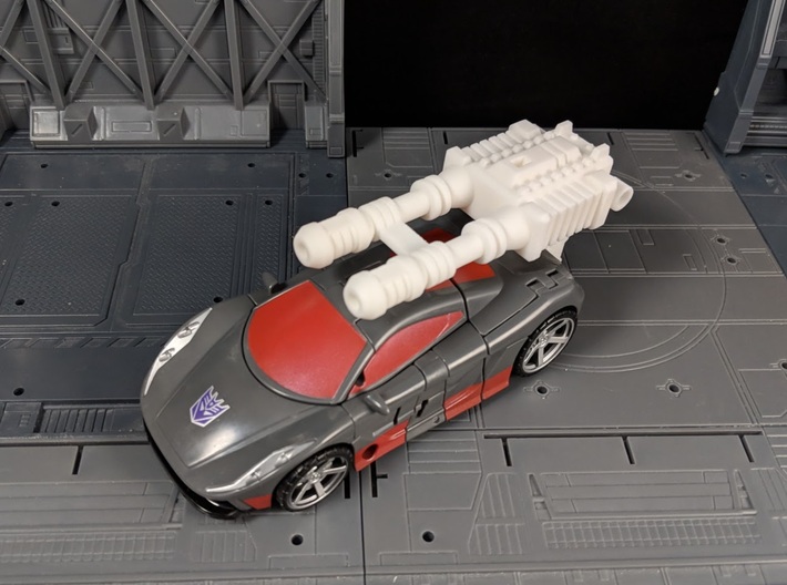 TF Combiner Wars Brake-Neck Wildrider Car Cannon 3d printed Mounted in Vehicle Mode with Adapter