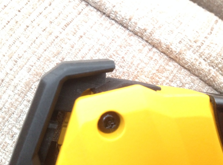 DeWalt Staple Gun Top Cover Modification 3d printed Locating the old part into the new one