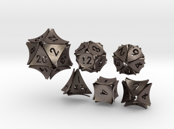 Peel Dice - 6 die polyhedral set 3d printed 