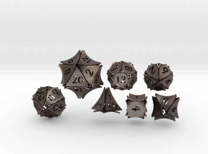 Peel Dice - 7 die polyhedral set 3d printed 