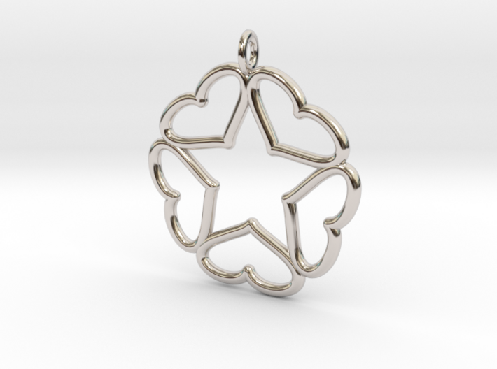 Hearts Hidden Curved Pentacle Pendant 3d printed 
