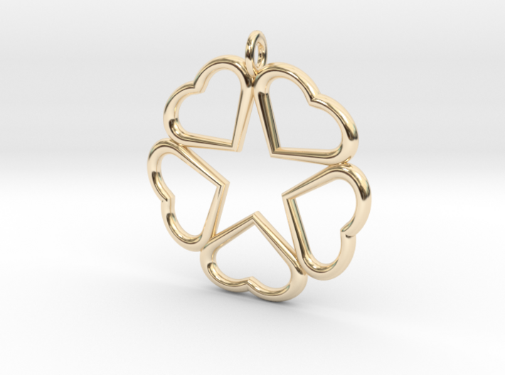 Hearts Hidden Pentacle pendant 3d printed