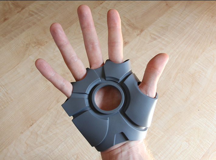 Iron Man Right Palm (Medium/Large) 3d printed Actual 3D Print using Strong &amp; Flexible Plastic. Sanded and primed.