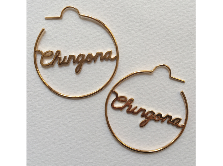 Chingona Hoop Earrings 3d printed 