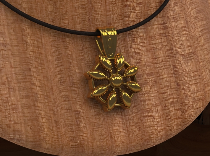 Flower Jewel 3d printed Rendered in gold