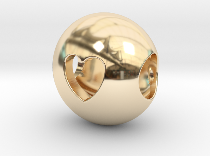 Heart ball bead pendant 3d printed 