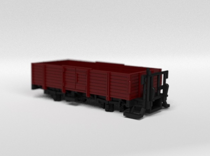 RhB L6001 Open Freight Wagon 3d printed Rendering of the colored and assembled model kit