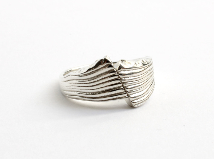 Dip Slip Fault Ring - Geology Jewelry 3d printed Dip Slip Fault Ring in polished silver