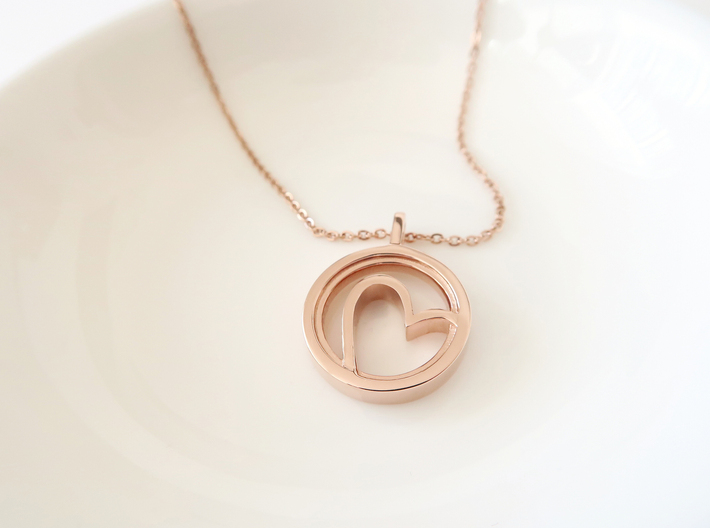 Heart  3d printed 14k plated Rose Gold