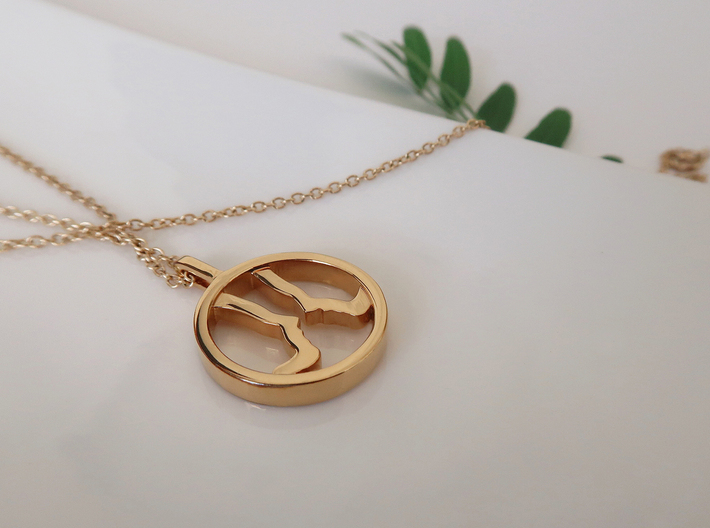 You and Me Necklace 3d printed 14k plated Gold