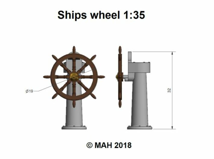Ships wheel and post 1/35 3d printed