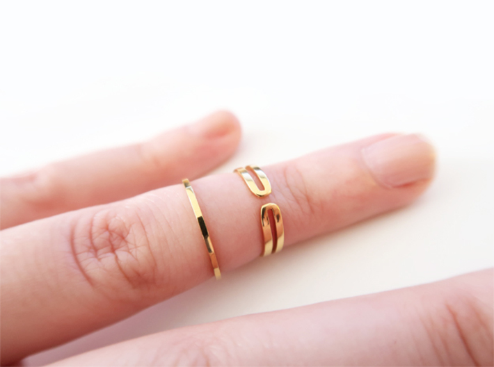 Loop Ring 3d printed 14k plated Gold  xs