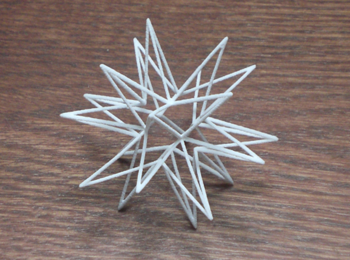 Icosahedron Star 3d printed icosa star (20 points) in white straong and flexible plastic