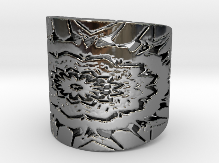 Native flower shield Ring 3d printed